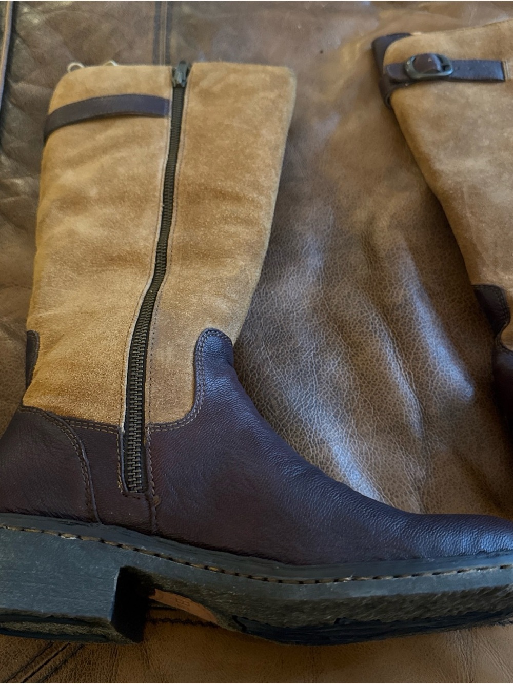 Born Brown Leather Boot with Dark Brown Accents